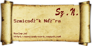 Szmicsák Nóra névjegykártya
